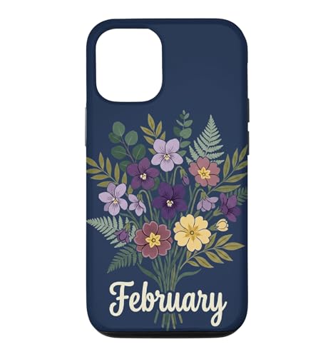 February Birth Flower Violet & Primrose Floral Birthday �X�}�z�P�[�X iPhone 12/12 Pro �p