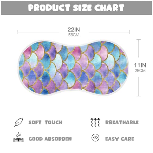xigua Scallop Scales Baby Burp Cloths for Newborn Boys and Girls 2 Pack, Soft & Absorbent Cotton Baby Burp Cloth, Baby Washcloths, Newborn Towel, Burp Rags4