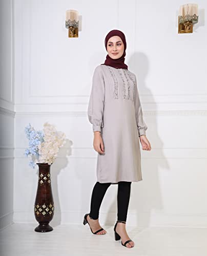 Image of Silk Route Pebble Grey Frilled Top
