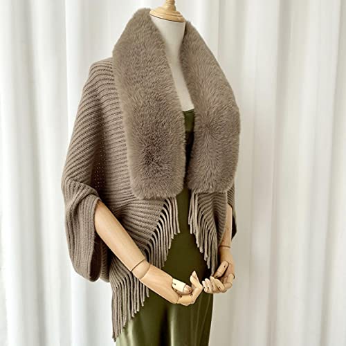 AILYFIRMO Châle Chaud en Cachemire épais pour Femme, châle en Tricot décontracté à Franges pour Femme (Light Gray,One Size) Cover