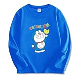 [NCWSDW] ドラえもん 子供服 長袖Tシャツ 春秋 キッズ 男の子 女の子 綿100% 可愛い パジャマ 丸首 プリント トップス ディープブルー 90CM