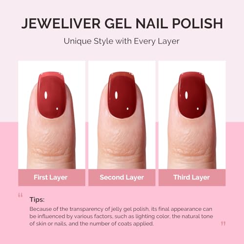 Image of MelodySusie Jeweliver Gel Nail Polish, 0.5Fl.oz Gel Polish Red Brown Color Soak Off UV LED Light Cure Gift for Women Manicure Nail Art DIY at Home B6803