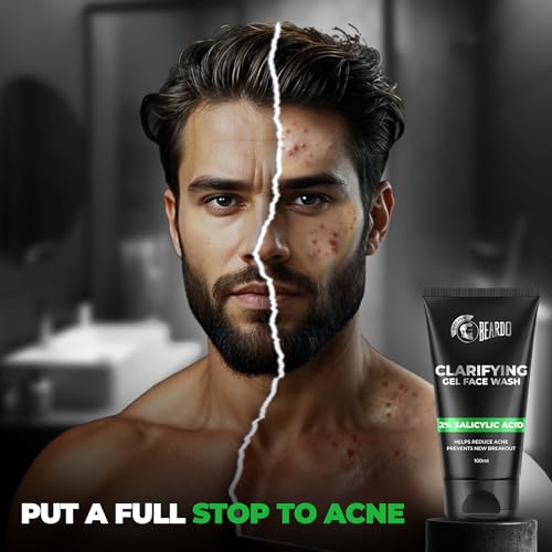 Image of Beardo Clarifying Gel Face Wash for Men with Salicylic Acid | Anti Acne & Oil Control | Unclogs Pores, Reduces Blackheads, Gentle Daily Cleanser for Oily & Acne-Prone Skin - 100ml