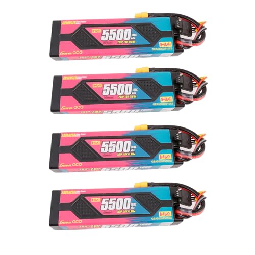 Gens ace 5500mAh 2S1P 7.6V 100C HardCase Advanced Lipo Battery Pack with XT60 Plug(4Pcs)