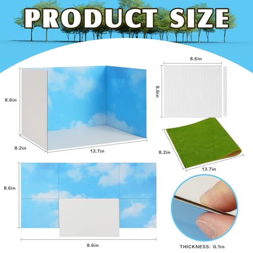 Ecmln 8 Pcs Cardboard Diorama Kit Includes Diorama Box for Display Artificial Grass with Double-Sided Tapes Blue Sand Ideals for Boys Girls DIY Crafts - Image 2
