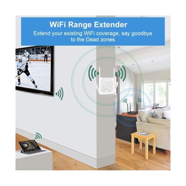 WiFi Extender Booster, WLAN Repeater WLAN Verstärker WiFi Extender bis zu 4000sq.ft Mit Repeater/AP Modus, Long Range Amplifier mit Ethernet Port zu Allen WLAN Geräten, 1-Tap Setup, Access Point – Bild 7