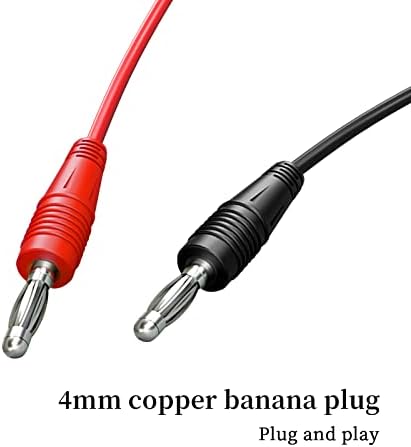 Cleqee 2PCS 4mm Banana Plug to Minigrabber Test Hook Clips Test Leads Copper Soft Cable Wires for Multimeter Electrical Testing 500V 5A