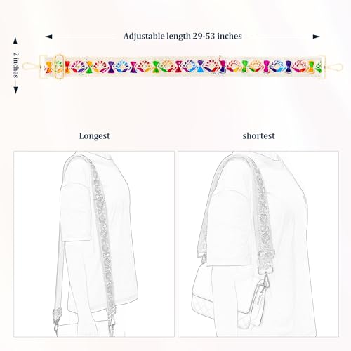 Image of chushui Knit Purse Strap, Colorful Floral Pattern Replacement Crossbody Wide Adjustable Shoulder Strap for Bags and Handbags