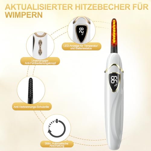 Heated Wimpern Curler Wimpernzange beheizbar, runpeak S600 beheizbare Wimpernzange mit präziser Temperaturregelung, Verbrühungsschutz & Auto-Off für langanhaltenden natürlichen Schwung