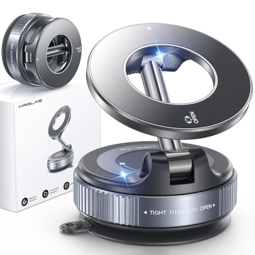 Image of MRGLAS 2026 Upgraded for MagSafe Vacuum Car Phone Mount, 2800gf Strong Magnetic Phone Holders for Your Car, 360 Adjustable 98LBS Suction Cup Car Mount, Car & Truck Accessory for iPhone 12-17 Pro Max