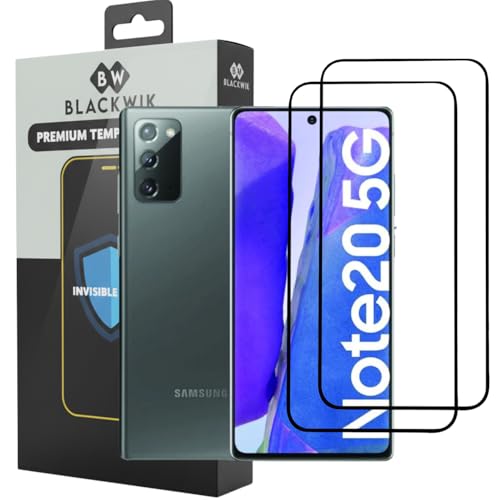 Image of Blackwik Tempered Glass Screen Protector for Samsung Galaxy Note 20 5G with Edge-To-Edge Protector Coverage | Easy Installation Kit (Black) (Pack Of 2)