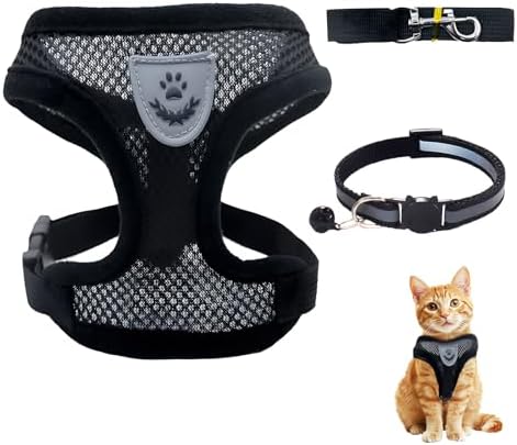 Arnés para Gatos con Correa 120cm, Arnes Gato Antiescape Juego Prueba de Rotura Ajustable con Reflectante Pequeños Chaleco Tela de Malla Suave Transpirable para Cachorros y Gato Correr Caminar(XXS)