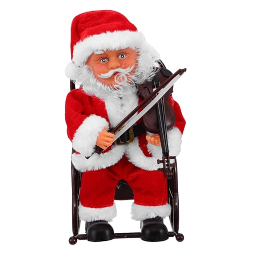 VALICLUD 電動音楽付きサンタクロース人形 創造力を刺激するクリスマス 車椅子で小提琴を演奏するかわいいパーティーフェイバー テーブルト