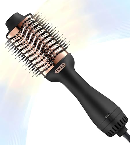 TYMO Hair Dryer Brush Blow Dryer Brush in One 4 in 1 Ionic Hairdryer and Styler Volumizer with Oval Titanium Barrel Hot Air Straightener for Smooth Frizz-Free Blowout Gold