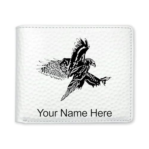 LaserGram Faux Leather Bi-Fold Wallet, Hawk, Personalized Engraving Included (Golf White)