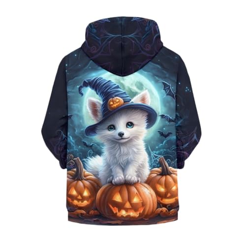 Kids Cool Halloween Fox 3D Print Zip Up Hoodies Boy Girl Hooded Sweatshirt with Packet2