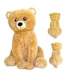 GLEAMING Teddy Bear with Zippered Pocket and Carrying Strap Handle,Bear Plush Toy, 14 inch, Grizzly Bear Brown, Stuffed Animals for Kids, Soft Cuddly with Footprints