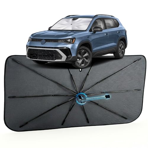 Image of Car Windshield Sun Shade for Volkswagen Taos 2022-2026 -[Reflective Coated Fabric] Sunshade Umbrella for Front Window, Car Shades Sun Visor Keep Car Cool and Protects Interior, 1:1 Exact Fit