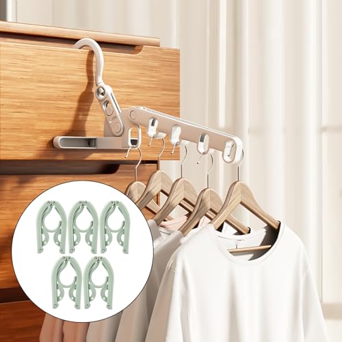 ZL7QHSE Tendedero plegable con 5 agujeros, 2 estantes y 5 perchas de viaje, plegable, estante colgante para lavandería para acampar al aire libre, habitación de hotel