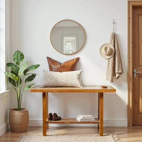 Warmiehomy Solid Wood Bench, 30” Rustic Farmhouse Entryway Bench for Living Room Dining Room Hallway Closet Room, Indoors & Outdoors Bench — view 5