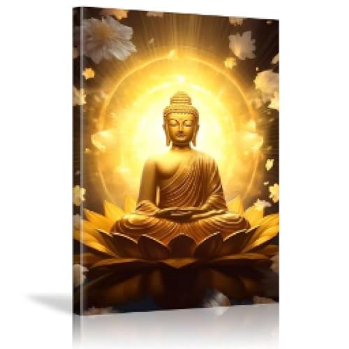 Bouddha doré toile murale pour votre salle de bain zen