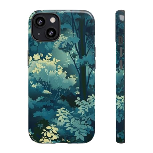Coque iPhone 13 motif feuillage vert brillant finition premium