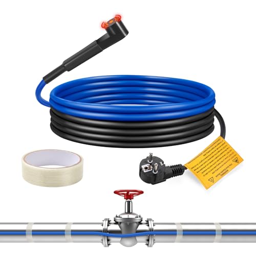 Frostschutz Heizkabel,Ci-Fotto 2M Selbstregulierendes Heizkabel mit Eingebautem Thermostat zum Schutz von Wasserrohren,Metall-/Kunststoff-Hausrohren,Dachrinnen,Kanalisationsleitungen,15W/M
