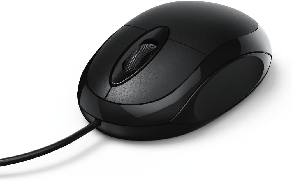 HAMA 182600 ''MC-100'' Optical 3-Button Mouse, Cabled, Black - (Pack of1), USB