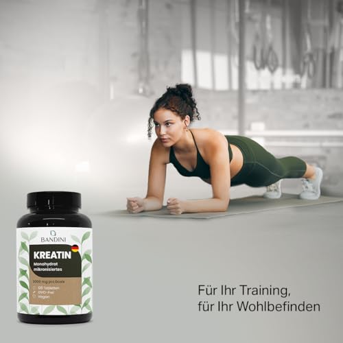Bandini® Kreatin Monohydrat 120 Tabletten - Mikronisiert - 3000 mg reines Creatin pro Dosis – Tabs für Bodybuilding, Fitness, Cross-Fit, Training – Creatine Monohydrate Tabs Hochdosiert - 100% Vegan