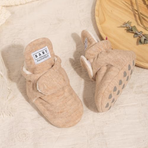 Sawimlgy Newborn Infant Baby Girl Boy Cotton Booties Stay On Sock Slippers Soft Bedroom Shoes Non-Skid Ankle Boots With Grippers Toddler Crib Warm Shoe First Walker Birthday Shower4