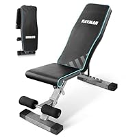 Kayman Adjustable Weight Bench, 6 Back, 4 Seat, 3 Leg Levels, Workout EPE Foam Gym, PU -108x33x42-112cm, Foldable Fitness Bench for Home Gym, Compact Press, Exercises