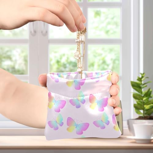 Pastel Gradient Butterflies Coin Purse Leather Pouch Change Purse, Squeeze Coin Pouch for Cards, Keys & Lipsticks, Unisex4