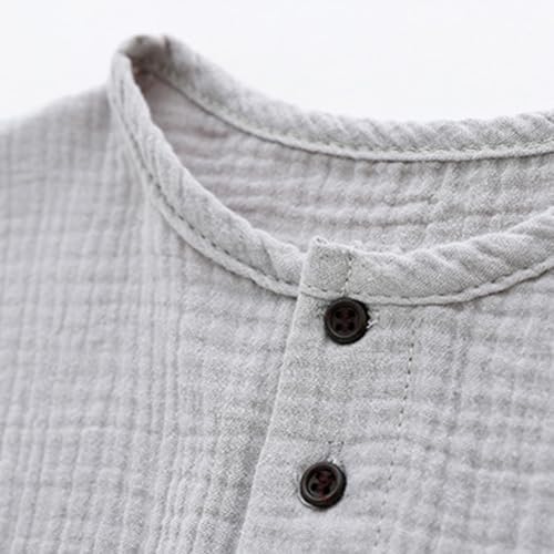 Boys Girls Cotton Linen Shirts Toddler Short Sleeve Button Down Tee Tops Solid Casual T Shirt Baby Cute Summer Top Clothes (White, 12-24 Months)