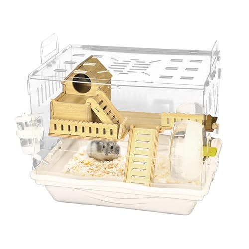 ハムスターの生息地、クリアハムスター - ガラス ケージ - アクセサリー付き大型げっ歯類ケージ、多層 ホーム&回し車 | の生息地 、マウス、その他の小動物用の透明な囲い