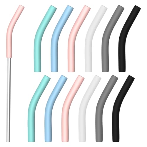12 Stück Silikon Trinkhalm Spitzen,Wiederverwendbare Strohhalmspitzen,9 mm Außendurchmesser,Gummi-Strohhalmspitzen,silikon spitze für Edelstahl Strohhalme,Ideal für Kinder und Erwachsene,6 Farben