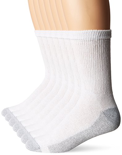 Hanes mens White Freshiq Cushion Crew Socks 7-pack (1 Free Bonus Pair)