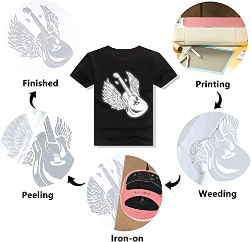 Htvvetur Reflective Gray Heat Transfer Vinyl Roll - 12 Inch X 8 Feet Reflective Htv, Gray Reflective Vinyl Easy To Cut & Weed Diy Design Reflective Iron On Vinyl For T-Shirts (Reflective Light Grey) #TOP4