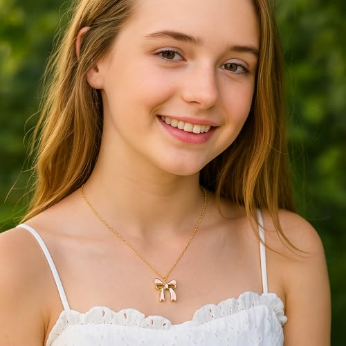 Gold Bow Necklace Women Bow Jewelry Ribbon Pendant Necklace Dainty Rhinestone Bow Tie Choker Necklace Gift2