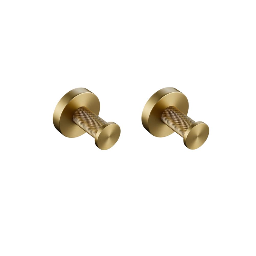 Brushed Gold Knurled Brass Bathroom Hardware Accessories Set - Towel Bar Ring Robe Hook Paper Holder Towel Ring Toilet Brush Kit