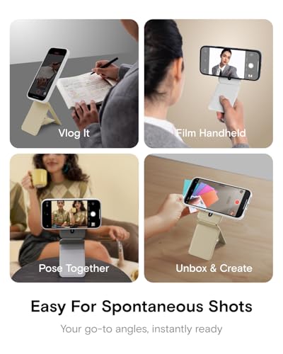 Image of MOFT Phone Tripod Wallet for iPhone, Mulit-Angles, Lightweight & Portable Phone Stand, MOVAS Vegan Leather Magnetic Wallet, Strong Magnets, NFC Card Holder,Travel Essential, Taupe (with Card Slot)