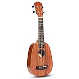 ZGHNAK 21 pulgadas 4 cuerdas estilo piña caoba ukelele Uke bajo eléctrico para guitarra instrumentos musicales amante de la música