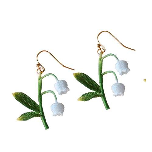 Handmade Lily of the Valley Earrings – Micro Crochet Floral Drop Earrings, Lightweight Jewelry Spring Nature-Inspired Gift for Women