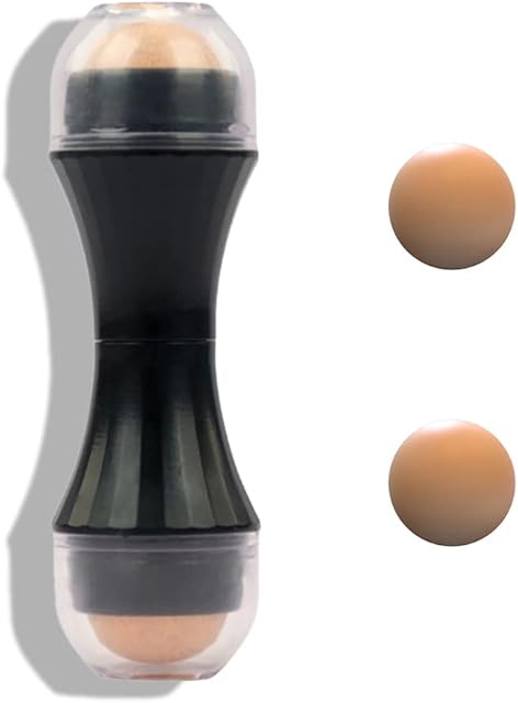 Oil-absorbing Volcanic Roller,Double-head Volcanic Stone Face Roller with Two Replaceable Volcanic Balls,Reusable Portable Oil Control Roller for Instant Removal of Excess Oil Shine (Black)