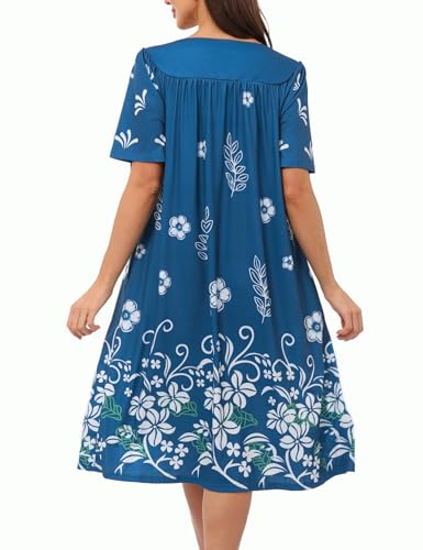 Marvmys Women House Dress with Pocket Mumu Nightgowns Short Sleeve Moomoo Dresses Sleepwears3
