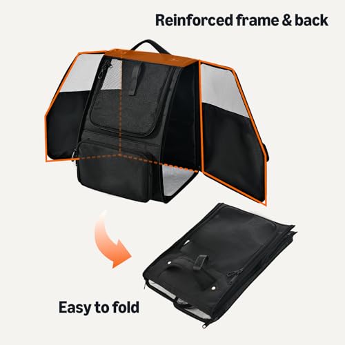 Amazon Basics Pet Backpack for Cats & Small Dogs, Collapsible Travel Carrier with Ventilated Mesh, Removable Pad, and Safety Leash, Black - Image 5