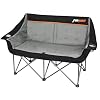 2 Person Camping Chair Heavy Duty 650LBS Padded Loveseat for Pets | Oversized,for Couples , Steel Frame ,Cup Holder, Reinforced Storage Bag, Ideal for Outdoor Festivals, Beach, & Car Camping