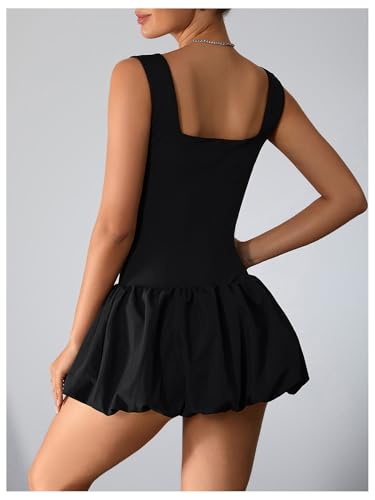 Image of Milumia Women's Square Neck Bubble Mini Tank Dress Short Party Club Dresses