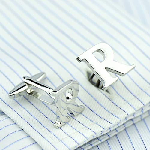Mancuernillas para hombre KnBoB inicial R plata miniatura 2
