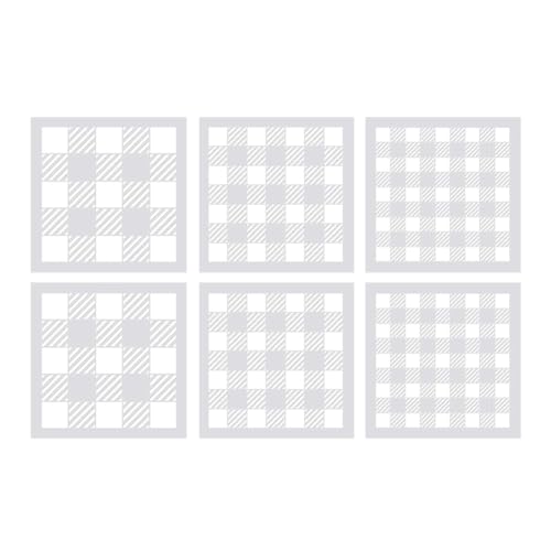GSHLLO 6 Pcs Christmas Plaid Stencil Buffalo Check Stencils Reusable Grid Template Wood Sign Making Templates Wall Background Painting Stencil Artist Drawing Stencils