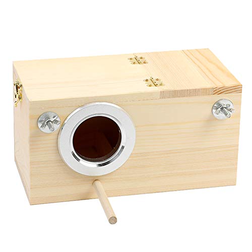 Image of Pine Wood Parakeet Nest Box Bird House Budgie Breeding Mating Box for Lovebirds Cockatiel Parrotlets (M)